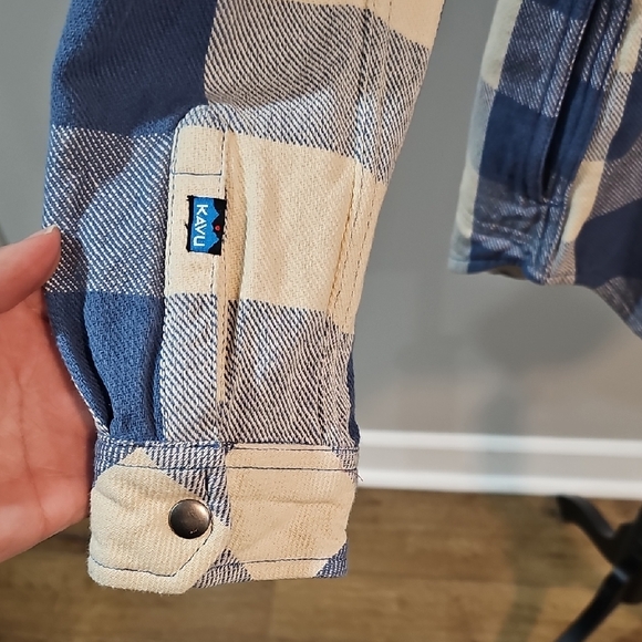 Kavu Wren Heavyweight Shirt Blue and White Check Size Medium - Picture 5 of 8